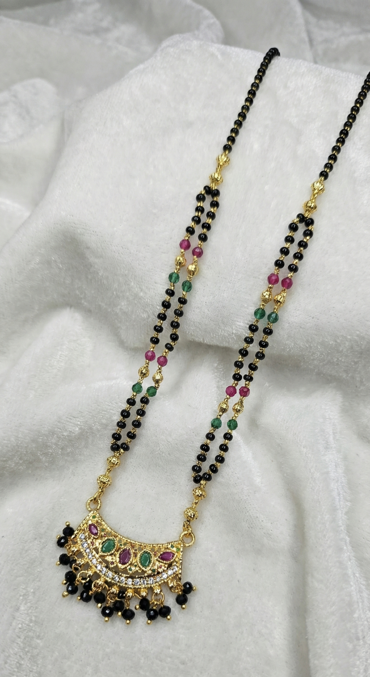 Blckbeads15-15 Pink Green stone , CZ locket - 360-22cms
